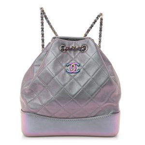 Chanel Iridescent Lambskin Calfskin Small Quilted Gabrielle Backpack Light Purple