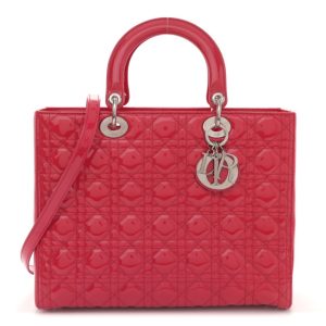Christian Dior Patent Cannage Large Lady Dior Fuchsia
