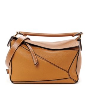 Loewe Grained Calfskin Small Puzzle Bag Tan