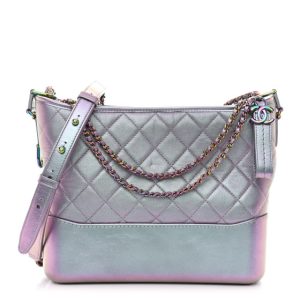 Chanel Iridescent Lambskin Calfskin Quilted Medium Gabrielle Hobo Light Purple