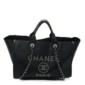 Chanel Caviar Medium Studded Deauville Tote Black