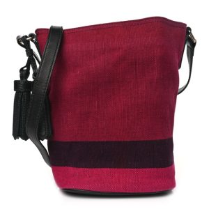 Burberry Overdyed Canvas Mega Check Mini Ashby Hobo Plum