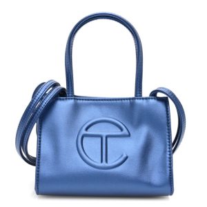 Telfar Metallic Vegan Leather Small Shopping Bag Cobalt