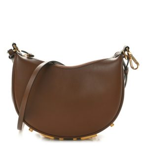 Fendi Vitello Grace Matte Mini Fendigraphy Hobo Bag Brandy