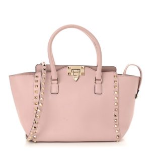 Valentino Garavani Vitello Small Rockstud Double Handle Tote Water Rose