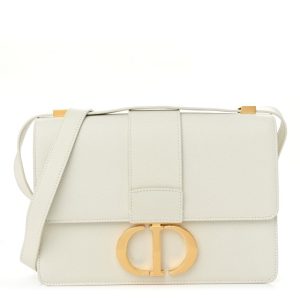 Christian Dior Grained Calfskin 30 Montaigne Flap Bag White