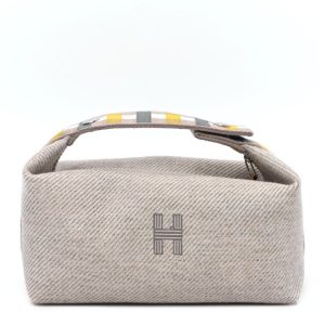 Hermes Wool Small Au Carre Bride-A-Brac Pouch Seigle