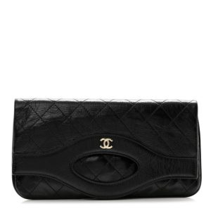 Chanel Shiny Crumpled Calfskin Small 31 Pouch Black