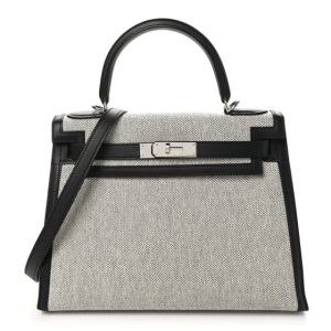 Hermes Toile Swift Kelly Sellier 28 Ecru Black
