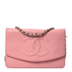 Chanel Caviar Timeless CC Wallet on Chain WOC Pink