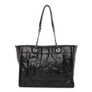 Chanel Glazed Calfskin Small Deauville Tote Black
