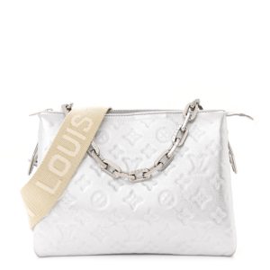 Louis Vuitton Metallic Lambskin Embossed Monogram Coussin PM Silver