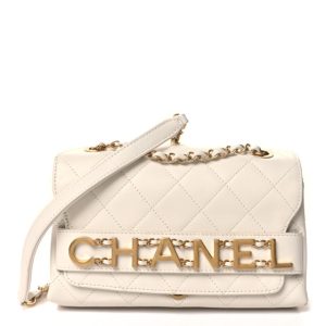 Chanel Calfskin Quilted Small Enchained Flap White