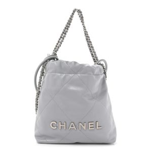 Chanel Shiny Calfskin Quilted Mini Chanel 22 Grey