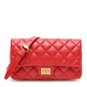 Chanel Aged Calfskin Quilted 2.55 Reissue Flap Belt Bag Red