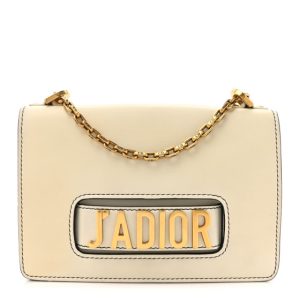 Christian Dior Calfskin J'Adior Chain Flap Bag Off White