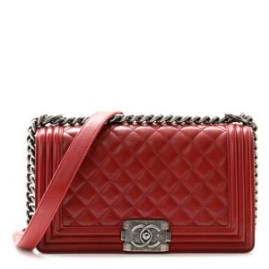 Chanel Lambskin Quilted Medium Boy Flap Red
