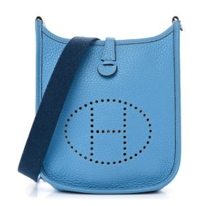 Hermes Taurillon Clemence Amazone Evelyne TPM Bleu Paradis Bleu Saphir
