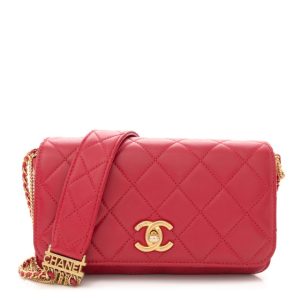 Chanel Lambskin Quilted Multiple Chain Flap Red
