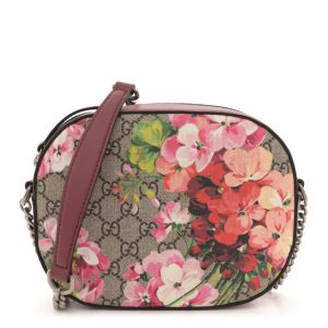 Gucci GG Supreme Monogram Blooms Mini Chain Shoulder Bag Beige Multicolor Dry Rose