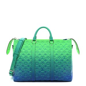 Louis Vuitton Taurillon Illusion Keepall Tote Bleu Vert