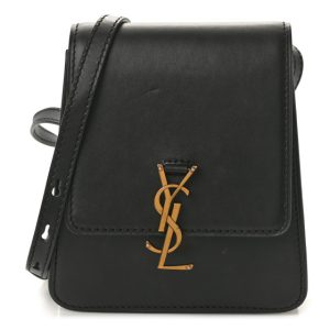 Saint Laurent Smooth Calfskin North South Kaia Satchel Black