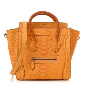 Celine Snakeskin Calfskin Nano Luggage Yellow