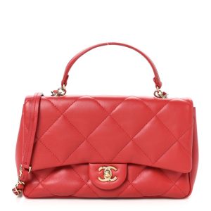 Chanel Lambskin Quilted Easy Carry Flap Red