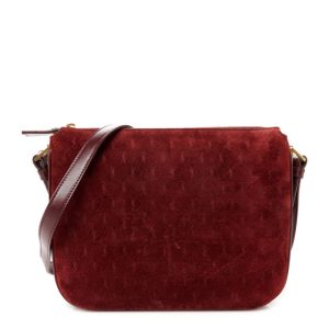 Saint Laurent Suede All-Over Monogram Crossbody Burgundy