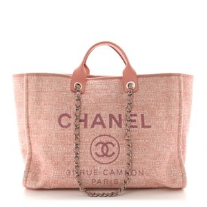 Chanel Straw Lurex Large Deauville Tote Pink