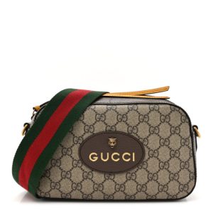 Gucci GG Supreme Monogram Web Neo Vintage Shoulder Bag Beige New Acero Crop