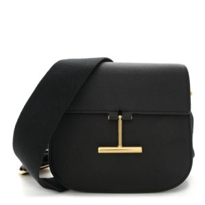 Tom Ford Grained Calfskin Mini T Clasp Tara Crossbody Bag Graphite