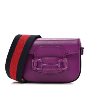 Gucci Azalea Calfskin Web Monochrome Horsebit 1955 Wallet On Strap Purple