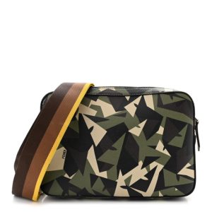 Fendi Textured Calfskin Bugs Camouflage Medium Camera Case Multicolor Military
