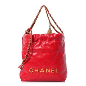 Chanel Shiny Calfskin Quilted Mini Chanel 22 Red