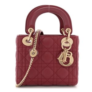 Christian Dior Lambskin Cannage Mini Lady Dior Burgundy