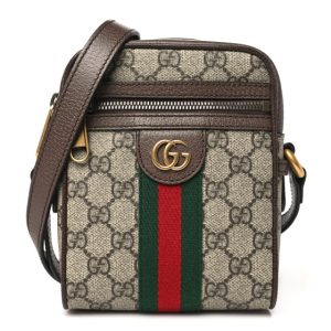 Gucci GG Supreme Monogram Web Mini Ophidia Messenger Brown