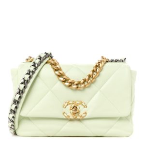 Chanel Lambskin Quilted Medium Chanel 19 Flap Light Green