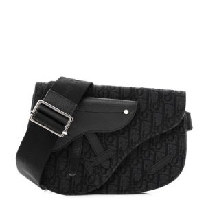Christian Dior Oblique Saddle Messenger Pouch Blue Black