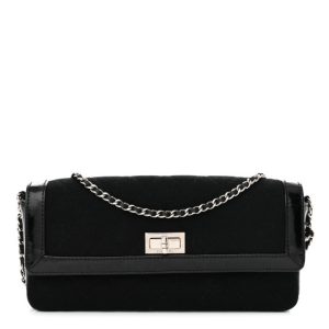 Chanel Jersey Patent Quilted 2.55 Reissue East West Flap Black