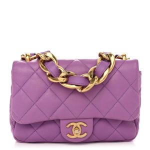 Chanel Lambskin Quilted Small CC Funky Town Flap Purple