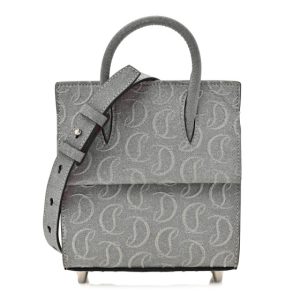 Christian Louboutin Glitter Calfskin Paloma Mini Empire Tote Silver