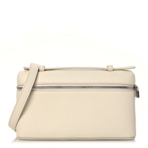 Loro Piana Grained Calfskin L19 Extra Pocket Pouch Whisper White