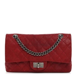 Chanel Washed Caviar Quilted 2.55 Reissue 225 Bijoux Chain Flap Red