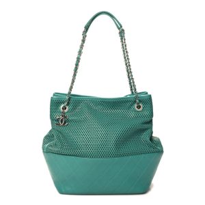 Chanel Calfskin Perforated Up In The Air North South Tote Green