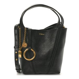 Chloe Grained Calfskin Small Spin Tote Black