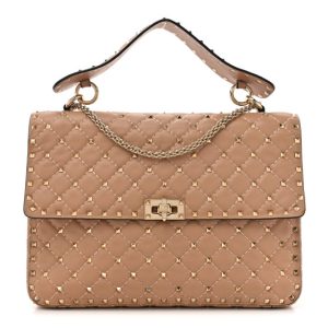 Valentino Garavani Nappa Large Rockstud Spike Shoulder Bag Soft Noisette