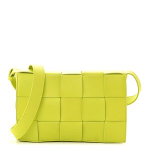 Bottega Veneta Lambskin Maxi Intrecciato Cassette Crossbody Bag Acid Kiwi