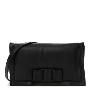 Salvatore Ferragamo Calfskin Mini Viva Bow Shoulder Bag Black