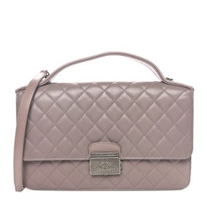 Chanel Goatskin Quilted Large CC University Top Handle Flap Grey
